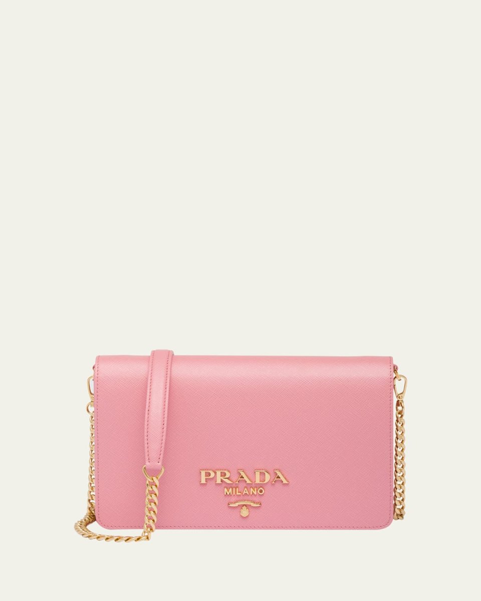 Mini Saffiano Leather Chain Shoulder Bag